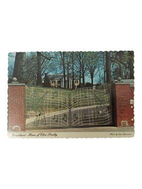 Elvis Presley Postcard Graceland Front Gate 4 x 5 7/8 Don Lancaster 1977
